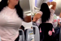 Женщина огрела своего бойфренда ноутбуком по голове, приревновав к пассажирке самолета (видео)